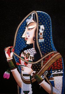 Göttin Radha Kishamgarh Miniaturmalerei auf Seide
