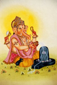 Herr Ganesh Ganpati Miniaturmalerei auf Papier von School Indian