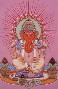 Lord Ganesh Ganpati Miniaturmalerei auf Papier von School Indian