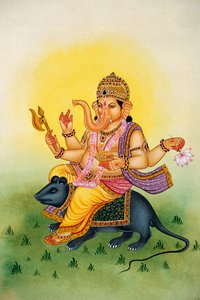 Lord Ganesh Ganpati Miniaturmalerei auf Papier von School Indian