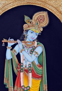 Miniaturmalerei von Gott Krishna von School Indian