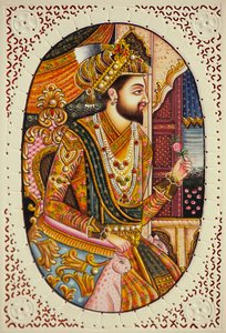 Miniaturmalerei auf Elfenbein Mughal Kaiser Shah Jahan von School Indian