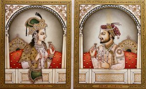Mumtaz Mahal und Shah Jahan Malerei von School Indian