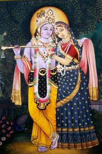 Radha Krishna Miniaturmalerei auf Papier