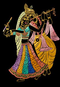 Radha Krishna Miniaturmalerei auf Samt