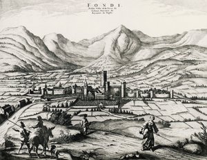 Stadt Fundi in Latium, Gravur, Italien von School Italian