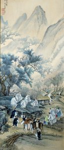 Koreanische Kunst: Zivile Koreaner kamen von europäischen katholischen Missionaren, die während der Evangelisierung in Korea im 19. Jahrhundert durch Repression getötet wurden, während die Gendarmen Alkohol trinken. Missionare sind mit Heiligenscheinen als von School Korean