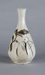 Vase mit Chrysanthemen- und Hausdesign, Choson-Dynastie