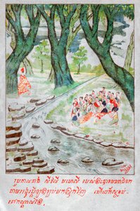 Mahajanaka Jataka (Gravur, ca. 1910) von School Laotian