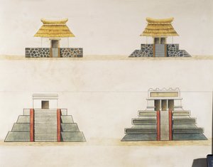 Historische Rekonstruktion von Gebäuden in Tenochtitlan