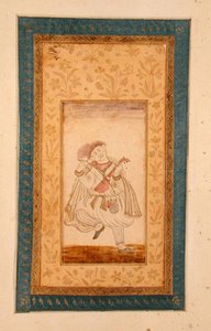 Ein tanzender Sarangi-Spieler, Musiker am Mogulhof, aus dem Großen Clive-Album von School Mughal