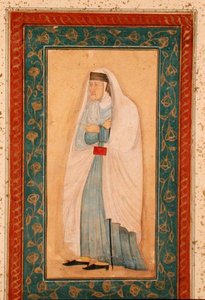 Eine alte Frau in westlicher Kleidung, aus dem Großen Clive-Album, ca. 1760 von School Mughal