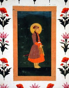 Stehendes Porträt eines Herrschers, aus dem Small Clive Album von School Mughal