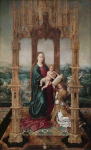 Maria mit Kind unter einem Baldachin