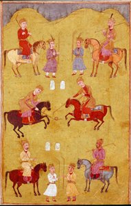 Islamische Kunst: das Polospiel. Persische Miniatur aus einem Manuskript des Epos Shahnameh (Buch der Könige) von Ferdowsi (ca. 940-1020) Biblioteca Nazionale Neapel von School Persian