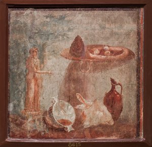 Statue des Dionysos, Ziegenkopf und Früchte, Herculaneum