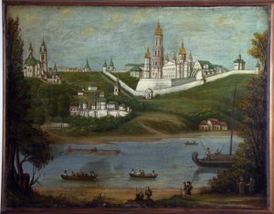 Das Kiewer Höhlenkloster von School Russian