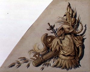 Neoklassizistische Trophäen der Waffen: Indien, ca. 1825