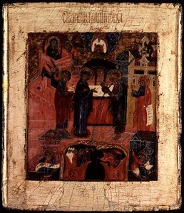 Russische Ikone der Darstellung Christi im Tempel, Ende des 17. Jahrhunderts
