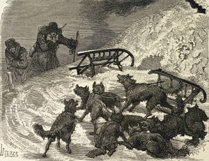 Sibirien. Umgestürzter Schlitten, russischer Künstler von School Russian