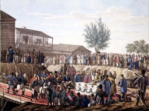 Die Grundsteinlegung des Zollhauses in Mohiloff im Jahr 1820
