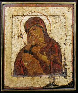 Die Gottesmutter von Wladimir, russische Ikone, Pskower Schule, spätes 15. Jahrhundert