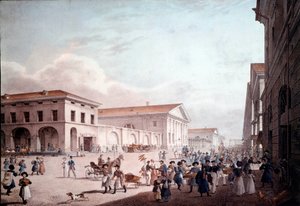 Ansicht von Sankt Petersburg, Sodovaia Straße im Jahr 1820 von School Russian