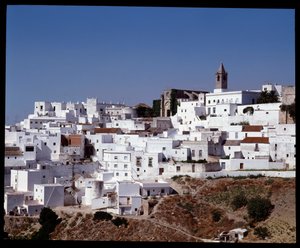 Ansicht auf Vejer de la Frontera, Andalusien Spanien von School Spanish