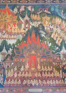 Wandmalereien in der Buddhaisawan-Kapelle, Palast von Wang Na von School Thai