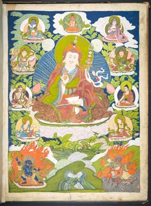 Eine von 12 Zeichnungen, die tibetische Gottheiten darstellen, von einem tibetischen Künstler, wahrscheinlich in Lhasa, ca. 1800 von School Tibetan