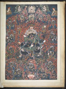 Eine von 12 Zeichnungen tibetischer Gottheiten von einem tibetischen Künstler, wahrscheinlich in Lhasa von School Tibetan