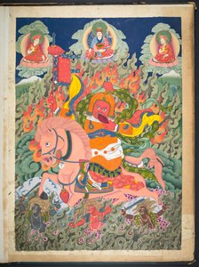 Eine von 12 Zeichnungen, die tibetische Gottheiten darstellen, von einem tibetischen Künstler, wahrscheinlich in Lhasa, ca. 1800