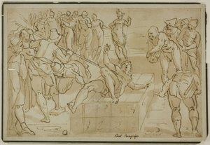 Martyrium des Heiligen Laurentius von School of Luca Cambiaso