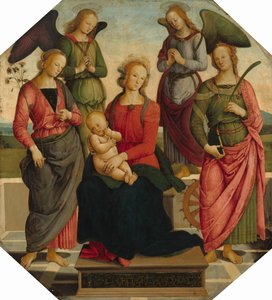 Madonna mit Kind und zwei Engeln, Heilige Rosa und Heilige Katharina von Alexandria