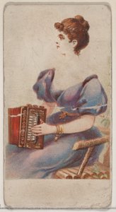 Akkordeon, aus der Serie Musikinstrumente N82 für Duke-Zigaretten, 1888 von Schumacher and Ettlinger