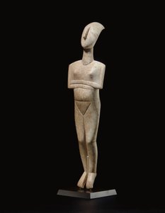 Kykladische liegende Frauenfigur, Namensstück des Schuster-Meisters, Frühe Kykladische II, ca. 2400 v. Chr.