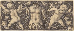 Ornament mit Rüstung und zwei Genien von Sebald Beham