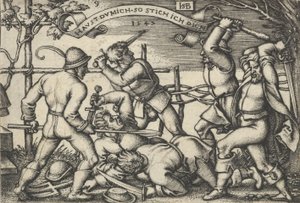 Bauernschlägerei, aus Das Bauernfest oder die zwölf Monate, 1547 von Sebald Beham
