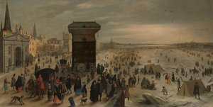 Der Kran am Antwerpener Kai bei der gefrorenen Schelde