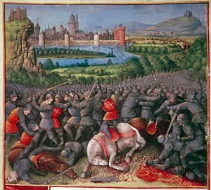 Schlacht während des Ersten Kreuzzugs Volkskreuzzug, 1096-1099, um 1490 von Sebastian Marmoret