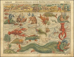 1570 Ausgabe von Sebastian Münsters Karte der Seeungeheuer von Sebastian Munster