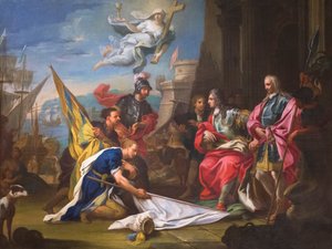 Der Großmeister Marcantonio Zondadari empfängt die türkischen Standarten
