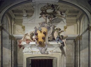 Medici-Wappen. Fresko von Sebastiano Ricci, circa 1707-1708 von Sebastiano Ricci