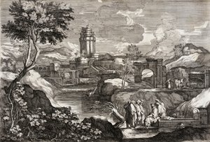 Landschaft mit Josef in Ägypten von Sébastien Bourdon