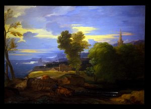 Ochsen in einer pastoralen Landschaft von Sébastien Bourdon