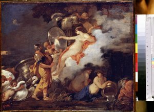 Venus und Aeneas. Venus erscheint ihrem Sohn Aeneas, um ihm auf seiner Reise zu helfen.