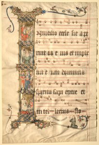 Blatt aus dem Wettinger Gradual: Historisierte Initiale I..., ca. 1330 von Second Master of the Wettinger Gradual