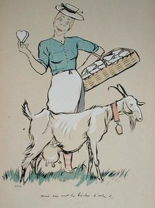 Käsemacherin und ihre Ziege, Karikatur aus 