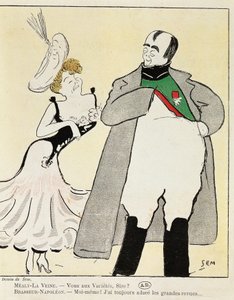 Schauspieler Albert Bresseur in der Rolle Napoleons in Madame Sans-Gene, von Victorien Sardou, Karikatur von 1893 von Sem