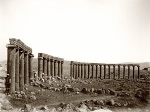 Die ovale Säulenpiazza von Nordwesten, Jerash, 1867
